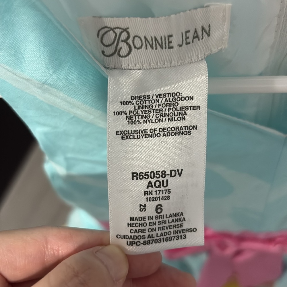 Bonnie Jean Floral Kids Dress with Pink Ribbon girls size 6 - Picture 3 of 4